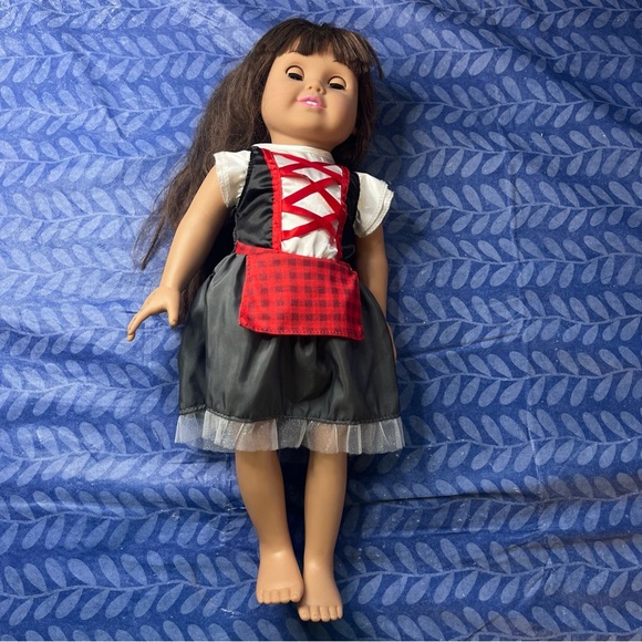 1996 18” Fibre-Craft Doll Brown Hair Brown Eyes Fancy Dress Pink Lipstick - Picture 2 of 10